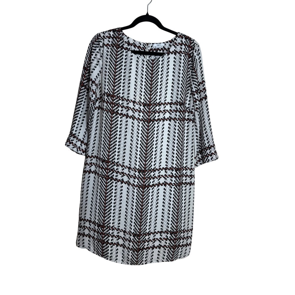 Bar III Womens Dress Size L Geometric Print Shift Dress Zipper Back workwear
